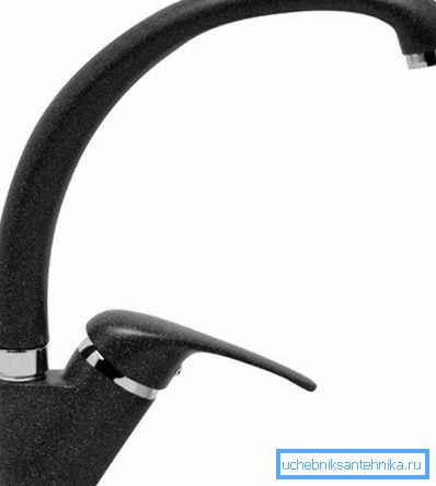 Grifo de cocina negro hecho de compuesto polímero-mineral Grifo de cocina negro hecho de compuesto polímero-mineral