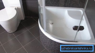 Esquina de la ducha con una bandeja alta en el baño conjunto. Esquina de la ducha con una bandeja alta en el baño conjunto.