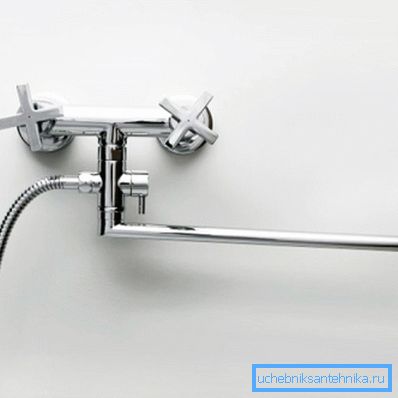Mezclador de dos válvulas con pico largo 50 cm Mezclador de dos válvulas con pico largo 50 cm