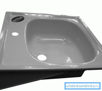 Fregadero esmaltado para cocina 500x500, vista lateral. Fregadero esmaltado para cocina 500x500, vista lateral.