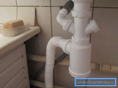 Foto de sifón instalado con grifos adicionales. Foto de sifón instalado con grifos adicionales.