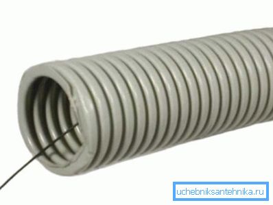 Tubo corrugado con una sonda. Tubo corrugado con una sonda.