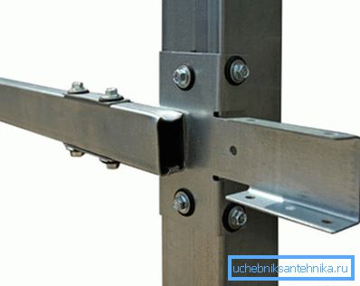 Viga horizontal para la admisión de un tubo de perfil de 40x20 mm. Viga horizontal para la admisión de un tubo de perfil de 40x20 mm.