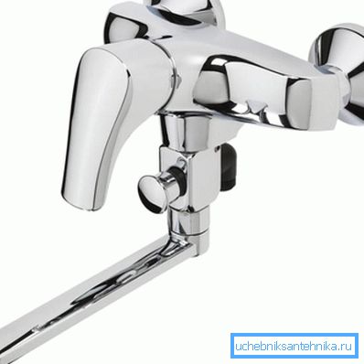 Caño de cromo para el mezclador en el baño 45 cm.