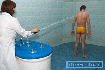 Uso de la ducha de Charcot en el centro de bienestar. Uso de la ducha de Charcot en el centro de bienestar.