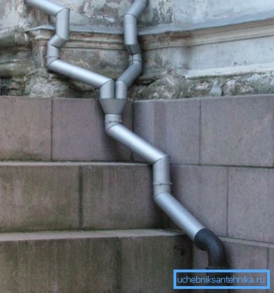 Construcción de hierro galvanizado conectado a alcantarillado pluvial.
