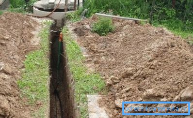En la foto - la colocación de tuberías de agua del pozo. En la foto - la colocación de tuberías de agua del pozo.