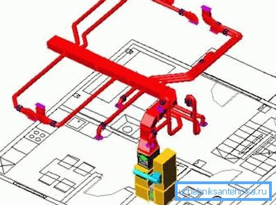 En la foto - el proyecto de casas de calefacción de aire, cuya ventaja en ausencia de líquido refrigerante