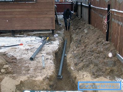 En la foto - una instalación independiente del sistema de alcantarillado. En la foto - una instalación independiente del sistema de alcantarillado.