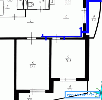 En la foto - el esquema de ventilación del apartamento de entrada En la foto - el esquema de ventilación del apartamento de entrada