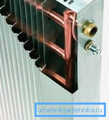 La foto muestra tubos de cobre y aletas de aluminio. La foto muestra tubos de cobre y aletas de aluminio.
