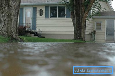 1223 El agua de lluvia se acumula en la parcela.