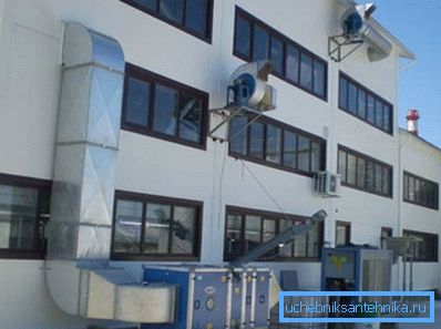 Parte externa del sistema de ventilación forzada.
