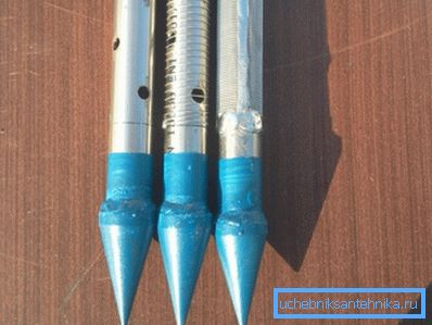 Varias opciones para hacer agujas para crear el pozo abisinio.