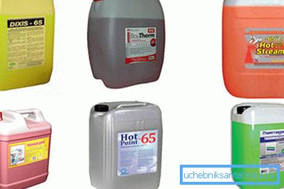 Refrigerantes anticongelantes para sistemas de calefacción de diversos fabricantes.
