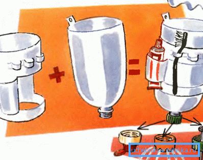 Solución muy interesante y versátil: una ducha multifuncional y conveniente hecha de botellas de plástico con sus propias manos.