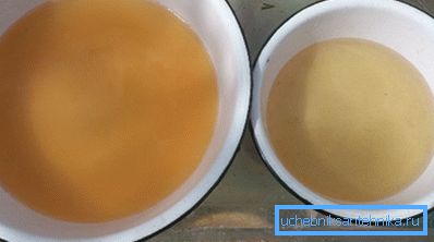 El asentamiento no es muy efectivo: el color del agua a la izquierda en la foto es antes del inicio del asentamiento, a la derecha - después El asentamiento no es muy efectivo: el color del agua a la izquierda en la foto es antes del inicio del asentamiento, a la derecha - después