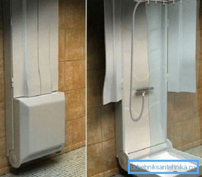 Ejemplo de minimalismo - ducha plegable Ejemplo de minimalismo - ducha plegable
