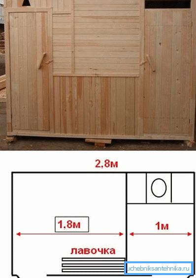 El dibujo más simple de un baño de campo con ducha y la forma final de la estructura. El dibujo más simple de un baño de campo con ducha y la forma final de la estructura.