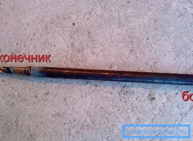 Un taladro (punta) está soldado a la parte inferior, un tornillo está en la parte superior para la conexión Un taladro (punta) está soldado a la parte inferior, un tornillo está en la parte superior para la conexión