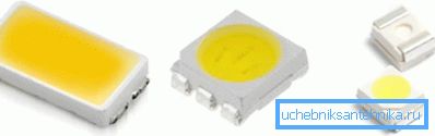 Los LED de diferentes generaciones se distinguen fácilmente por la forma y el tamaño del cristal.