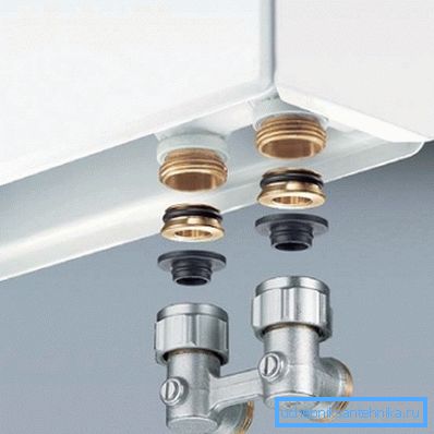 Así es como se ven los radiadores de calefacción bimetálicos con accesorios para la conexión inferior. Así es como se ven los radiadores de calefacción bimetálicos con accesorios para la conexión inferior.