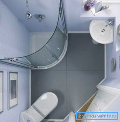 La ubicación angular de los aparatos sanitarios en el baño combinado. La ubicación angular de los aparatos sanitarios en el baño combinado.