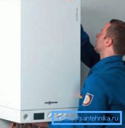 Instalación de una caldera de gas en la pared. Instalación de una caldera de gas en la pared.