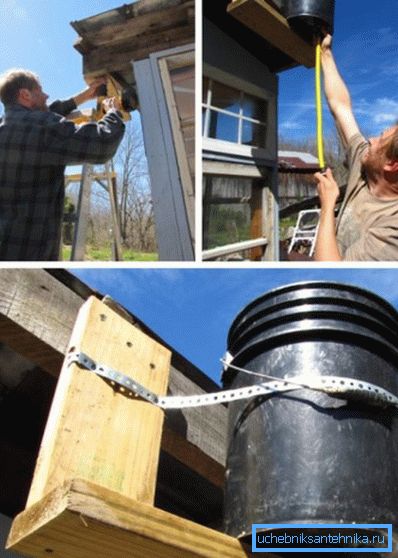 Instalación y fijación de un barril metálico en el techo de la ducha dacha. Instalación y fijación de un barril metálico en el techo de la ducha dacha.