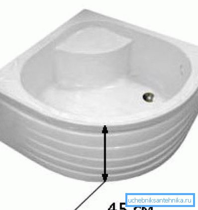 En este caso, la altura de la bandeja del plato de ducha desde el suelo es de 45 cm. En este caso, la altura de la bandeja del plato de ducha desde el suelo es de 45 cm.