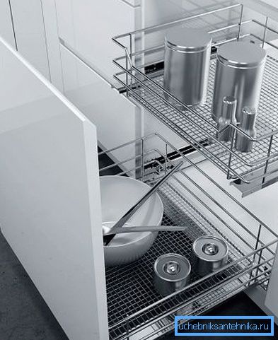 En tales cestas es conveniente almacenar los platos limpios después del lavado.