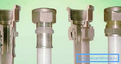 Variantes de elementos de conexión montados en tuberías. Variantes de elementos de conexión montados en tuberías.